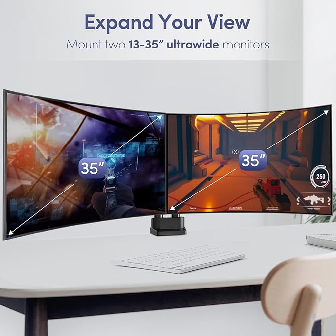 Dual Monitor Mount for Desk, Heavy Duty Dual Monitor Stand for 17 to 35 inch - Image 4