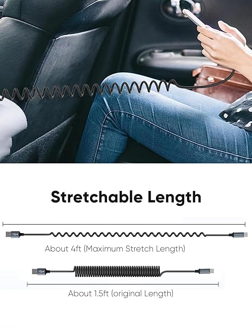 CableCreation Coiled USB C Cable, Coiled USB A to USB C Cable - Image 6