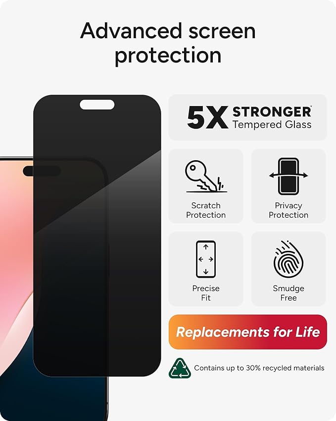 ZAGG InvisibleShield Glass Elite Privacy iPhone 15 Pro Screen Protector - Image 2