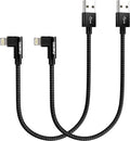 Short iPhone Charger 1FT 2Pack 12 inch 90 degree Lightning Cable Fast Nylon by Dasku
