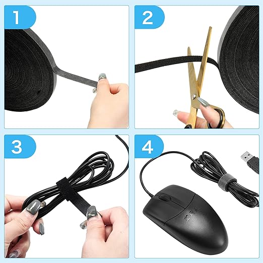 WILLBOND 1/2 Inch x 45ft Fastening Tape Cable Ties Reusable Fastening Nylon - Image 5