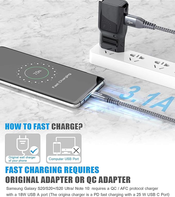 sweguard USB Type C Charger Cable iPhone 16 Charger Nylon Braided Cord - Image 3