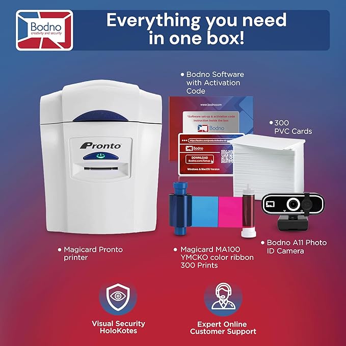 Bodno Magicard Pronto ID Card Printer & Super Supplies Package ID Software - Image 2