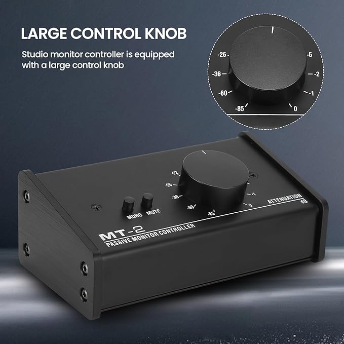Passive Monitor Controller, Mute Control Large Control Knob Passive Stereo - Image 5