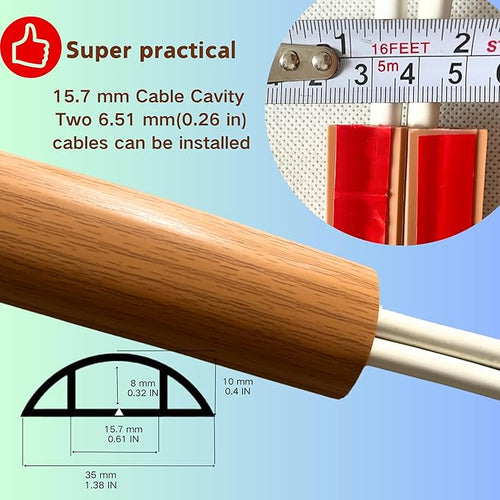 10ft Self Adhesive Floor Cord Cover, Cable Cavity:0.61" x 0.32", Heavy Duty - Image 2