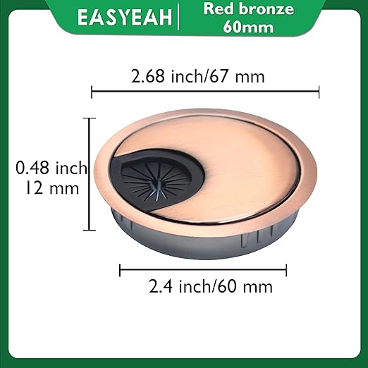 1 Pcs Desk Grommet 2-3/8" / 60 mm, Desk Cord Hole Cover, Cable Grommet Metal - Image 8