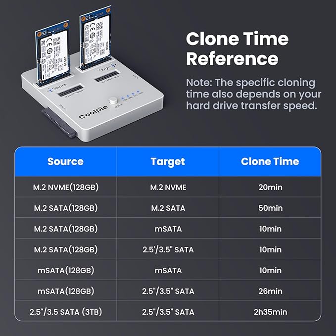 CR311 3-in-1 SSD Cloner, USB3.2 Gen2*2 M.2 Reader, Supports M.2 NVMe/SATA - Image 7