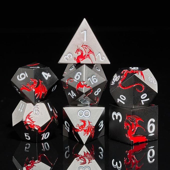 Metal DND Dice Set Dragon D&D Dice by HNCCESG