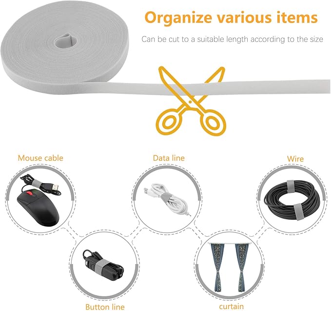 Reusable Fastening Tape Cable Ties 3/4 Inch Double Side Hook Roll - Image 3