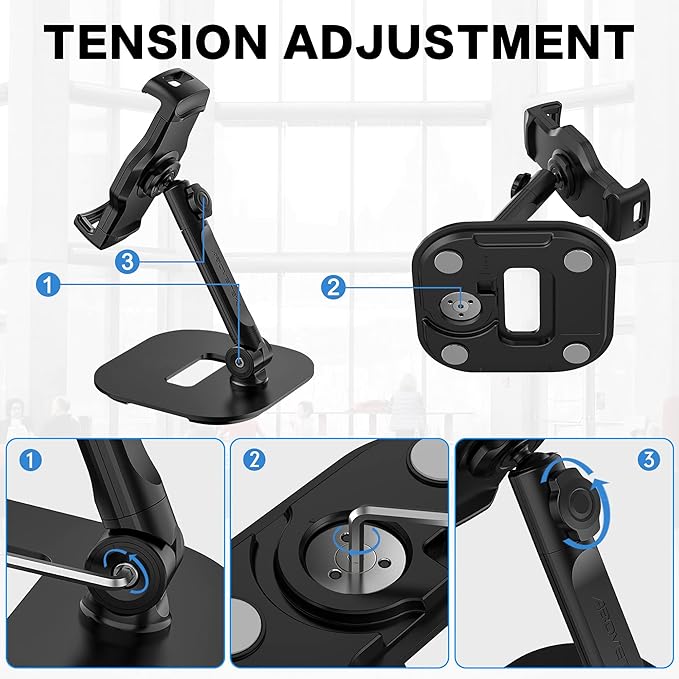 AboveTEK Upgraded Desktop Tablet Stand, 360° Swivel Tablet & Phone Desk Mount - Image 4