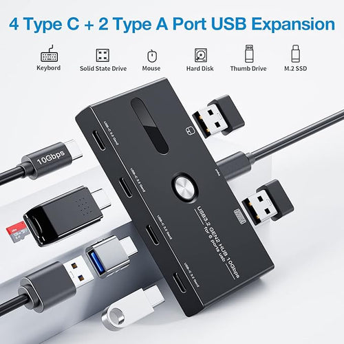 10Gbps USB C Hub, 6 Ports USB C Splitter, Type-C and USB 3.2 to USB C Hub - Image 2