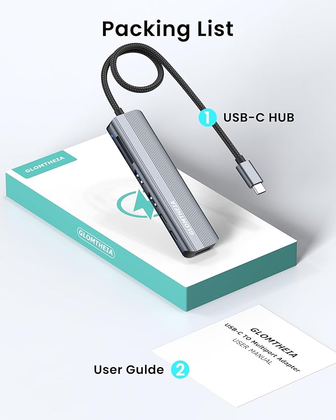 USB C Hub Multiport Adapter for Laptop MacBook Air/Pro, 100W PD, 2xUSB-A 3.0 - Image 8