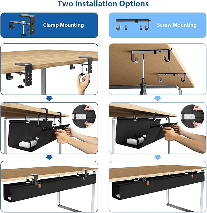 Zilink No Dril Under Desk Cable Management Tray 40" Cord Organizer - Image 6