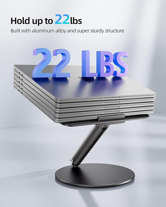LULULOOK Laptop Stand for Desk, Full Aluminum Computer Stand, 360 Rotating - Image 9