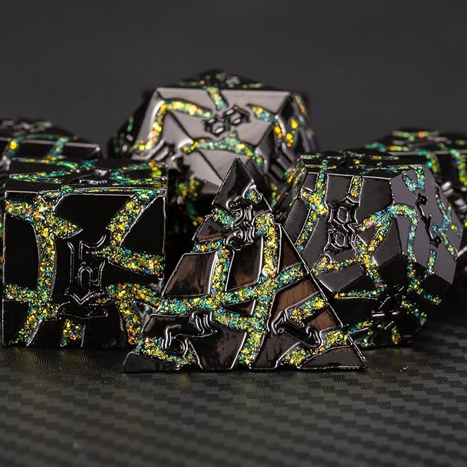 7PCS DND Dice Set, Metalli Crack Stripe Dice Set - Image 3