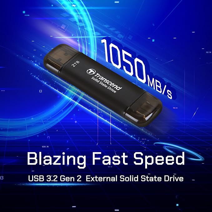 Transcend 1TB External SSD, Dual USB Hard Drive - Image 3