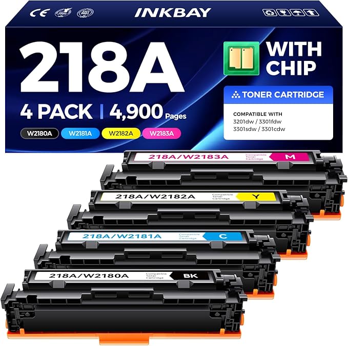 218A Toner Cartridge Set 4-Pack by INKBAY