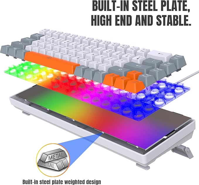 Snpurdiri 60% Wireless Gaming Keyboard and Mouse Combo, Rainbow Backlit - Image 7