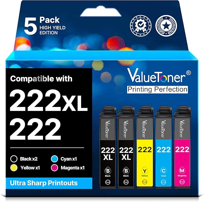 Valuetoner 222XL High-Capacity Black & Standard Color Remanufactured by Valuetoner