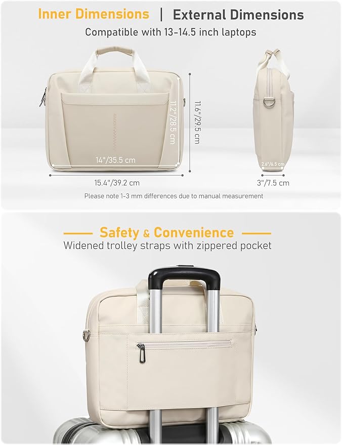 13-14 Inch Laptop Shoulder Bag Business Briefcase Water Resistant Computer - Image 6