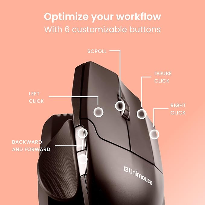 Contour Unimouse Ergonomic Vertical Mouse – Adjustable 35°-70° Angle, - Image 4