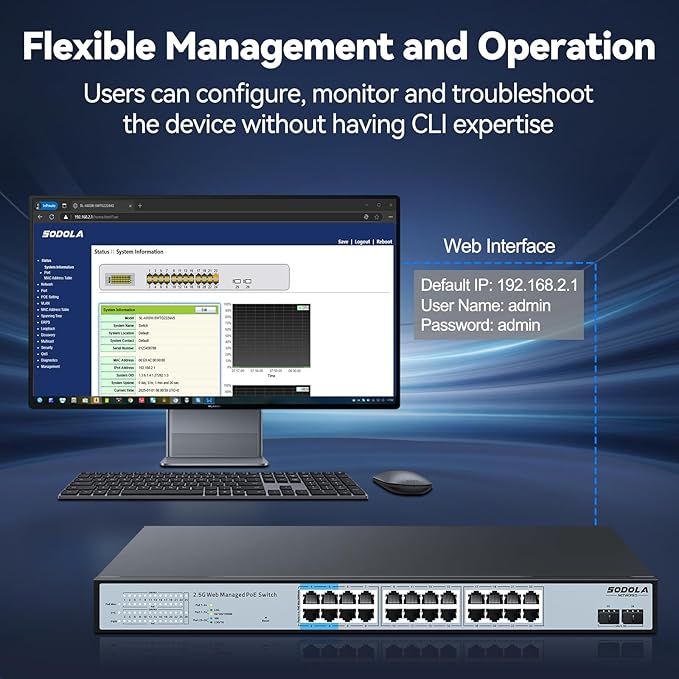 SODOLA 24 Port 2.5Gb PoE Switch Easy Smart Managed 24 PoE+ Port @500W, 2 x 10G - Image 6