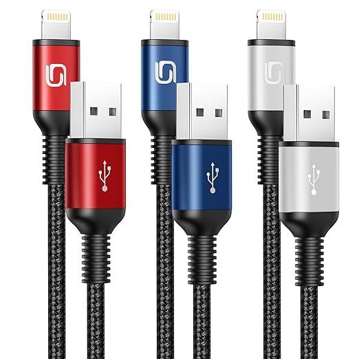 iPhone Charger Cable 3Pack 6FT USB-A to Lightning Cable Nylon Braided Fast by OHBOX