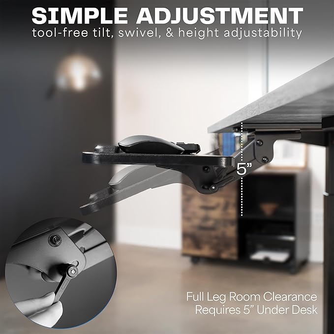 VIVO Adjustable Computer Keyboard & Mouse Platform Tray Ergonomic Under Table - Image 6