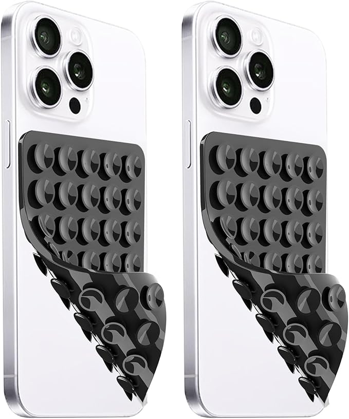 2 Pack Silicone Suction Cup Phone Case Mount Double Sided, Hands-Free Strong by LvShuLiangPin