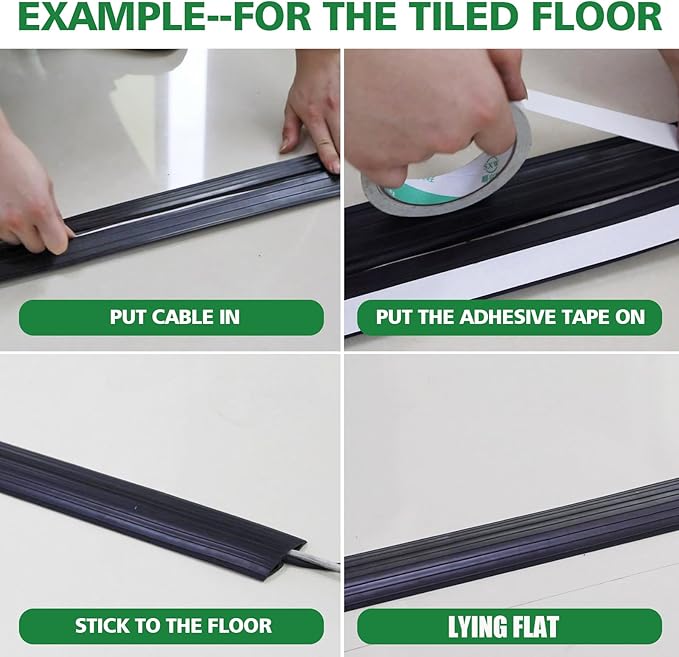 10ft Floor Cable Cover Heavy Duty PVC Cord Cover Wire Cover to Prevent Trip - Image 5