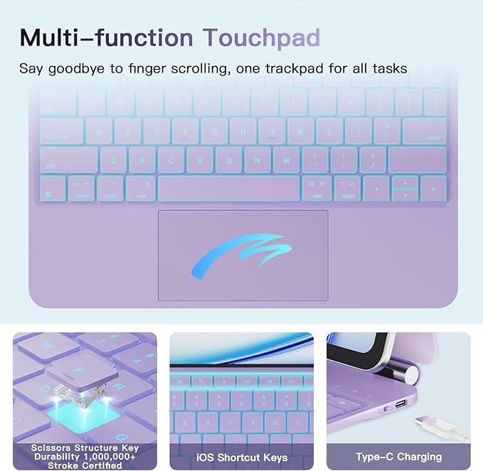 for iPad Air 13 inch Case with Keyboard, iPad Pro 12.9 Magic Keyboard, Springy - Image 6