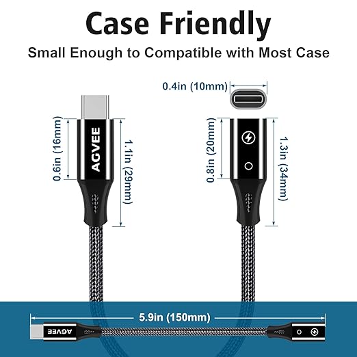 AGVEE 2 Pack 4 inch Lightning Female to USB C Male PD Adapter, 27W Fast Charger - Image 7