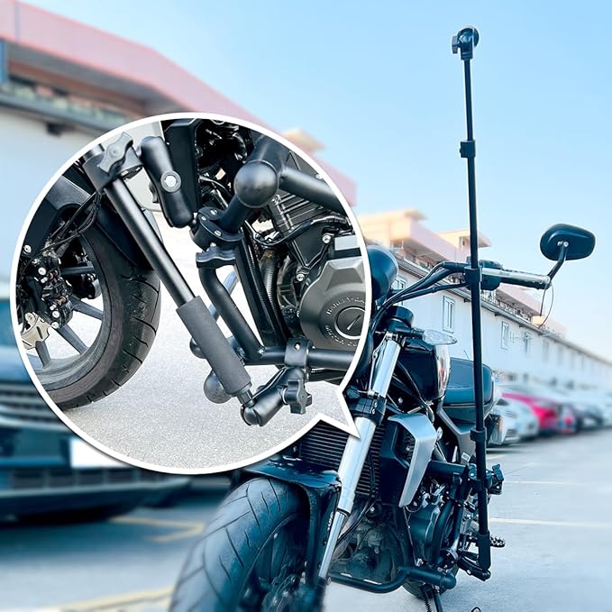 Motorcycle Bike Handlebar Double clamp Mount Invisible Selfie Stick Super - Image 5