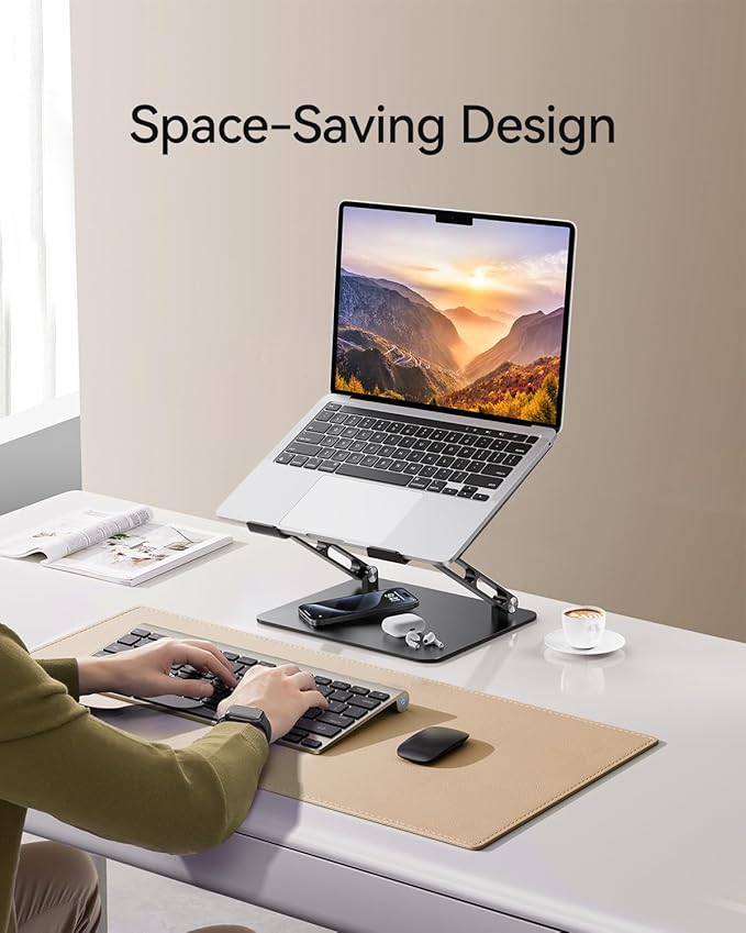 Foldable Aluminum Laptop Stand for 10-17.3" Laptops, Height Adjustable Portable - Image 3
