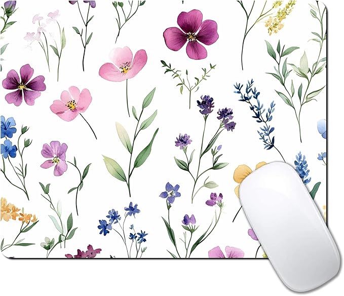 Watercolor Flower Wildflowers Floral Custom Mouse Pad by IMAYONDIA