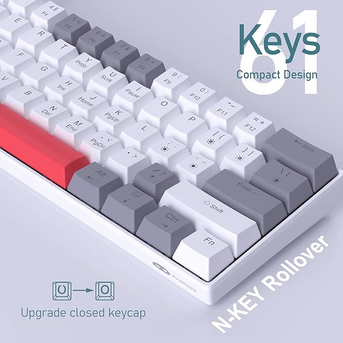 60% Mechanical Gaming Keyboard, Mixed Color Keycaps Gaming Keyboard - Image 3