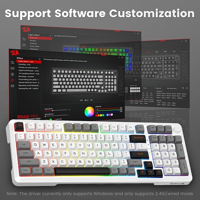 Redragon Wireless Mechanical Keyboard, 3 Mode Gasket Mounted RGB Gaming Keyboard - Image 7