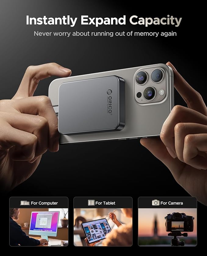ORICO 512GB Magnetic Portable SSD, Metal Body, 4K 120 fps ProRes HDR Record and - Image 3