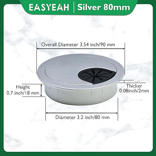 2 Pcs Desk Grommet 3-1/8" / 80 mm, Desk Cord Hole Cover, Cable Grommet ABS - Image 9