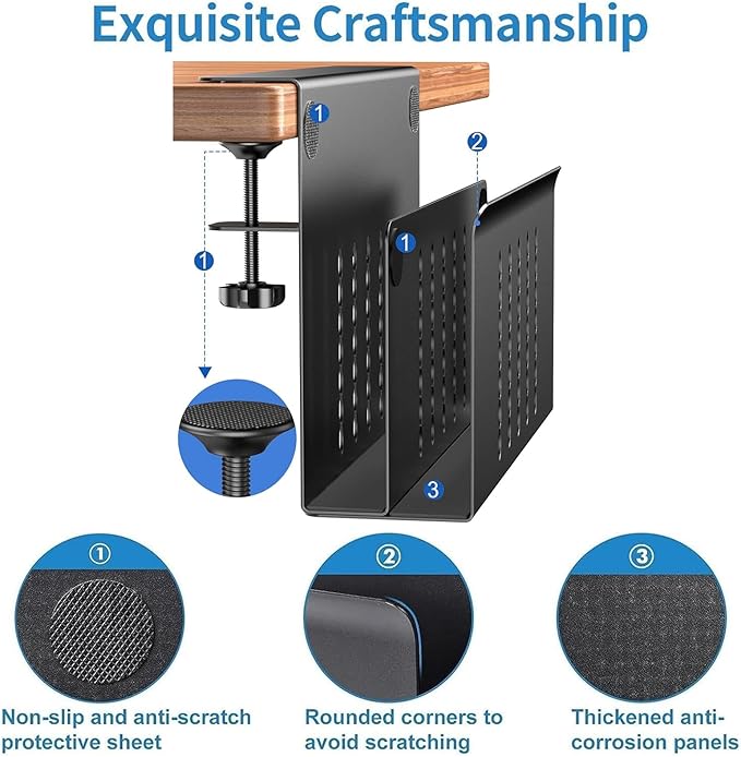 2 Tier Desk Side Storage, Under Desk Laptop Holder - Image 7