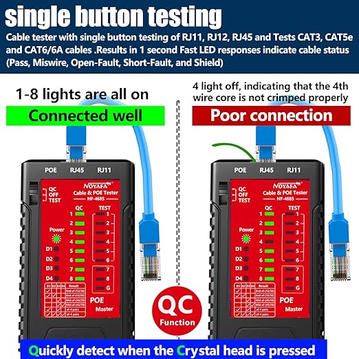 NOYAFA Network Cable Tester for RJ45 RJ11 RJ12 /Cat5 Cat5e Cat6 Cat6a Cat7 - Image 2