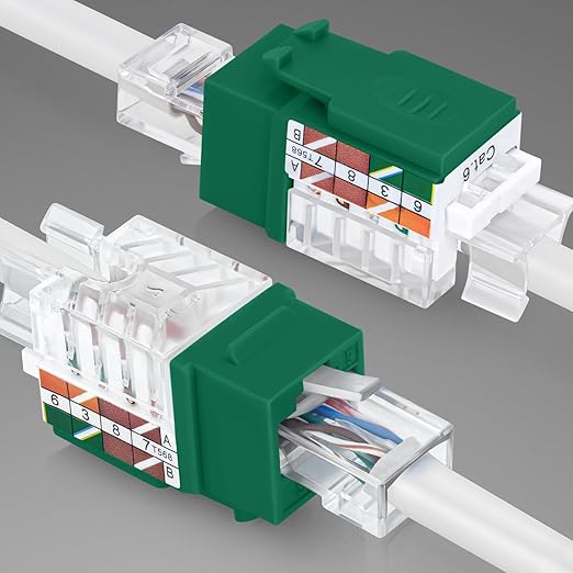 Everest 45° Angled RJ45 Cat6A Keystone Jacks 10-Pack in Green - Image 8
