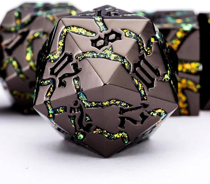 7PCS DND Dice Set, Metalli Crack Stripe Dice Set - Image 2