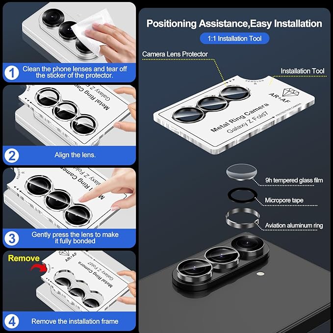 for Samsung Galaxy Z Fold 7 Camera Lens Protector, Individual Metal Ring - Image 6