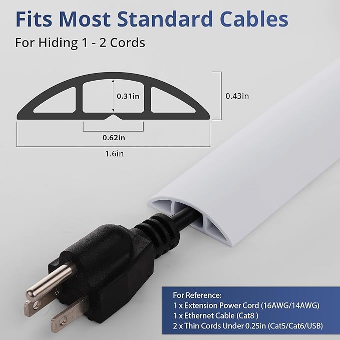 ZhiYo 5.6ft Cord Covers for Wires on Floor, Cord Hider Floor Hide Extension - Image 2