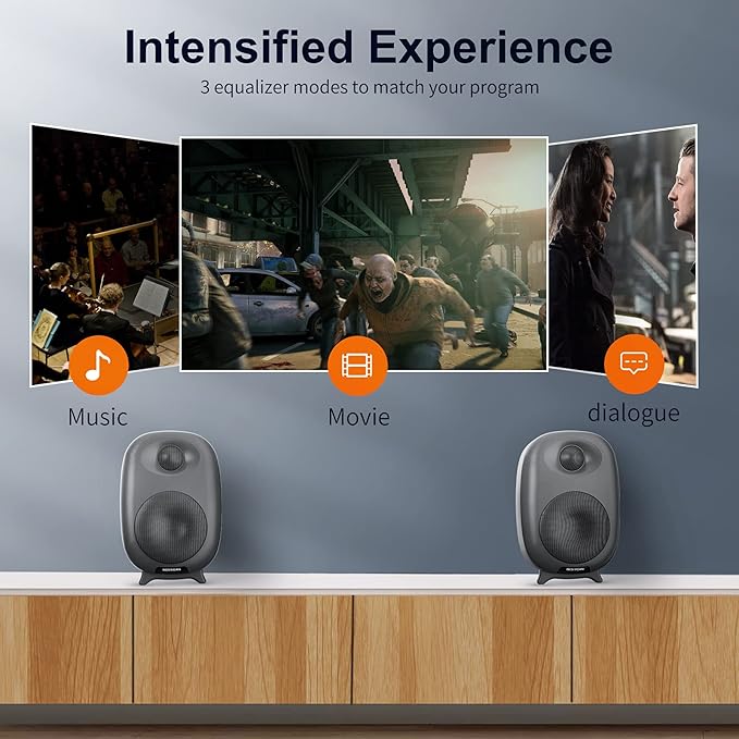 BESTISAN Bookshelf Speakers, 60 Watt Powered Studio Monitor Speaker - Image 4