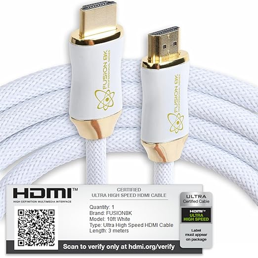 White HDR HDMI 2.1 Certified Cable Supports 10K 8K @60Hz and 4K @120Hz - Image 5