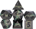 Black Glitter Metal Dice Set, Polyhedral Stripe DND Dice Set by Maywin