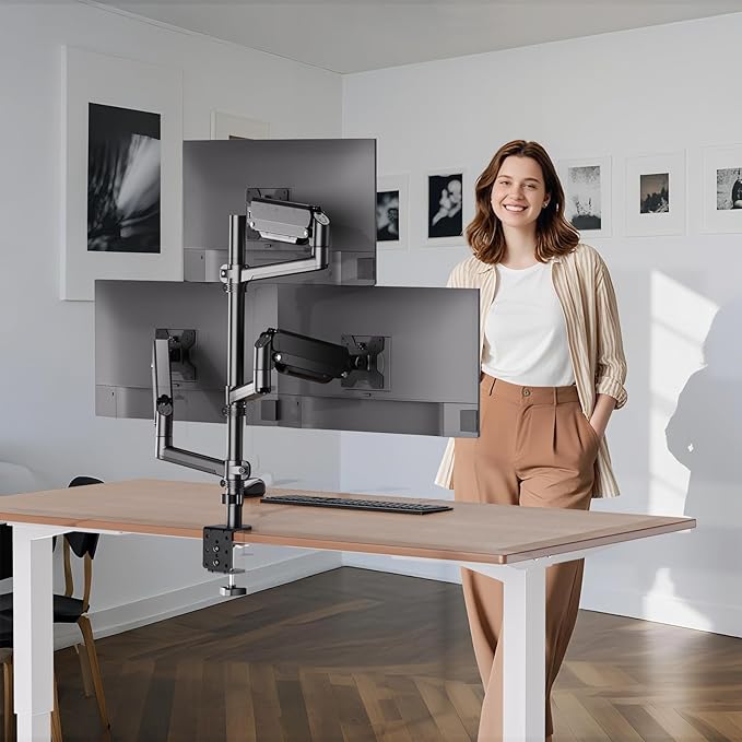 WALI Triple Monitor Mount for 17-32 Inch Screens, Full Adjustable 3 Monitors - Image 6