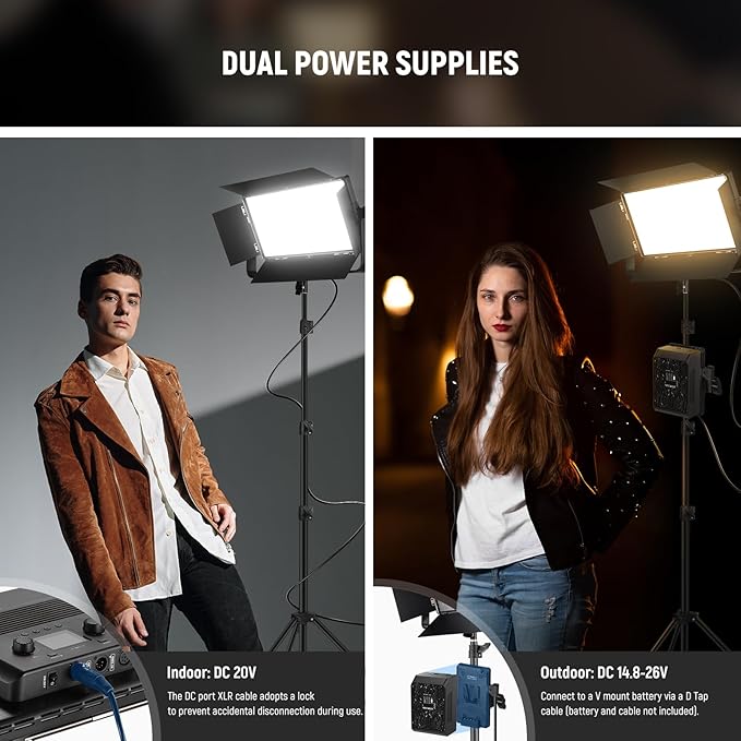 NEEWER 100W Bi Color LED Panel Video Light Kit, 960 LEDs 38600Lux@0.5m - Image 8